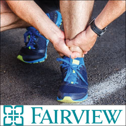 Fairview Health banner - runner holding ankle